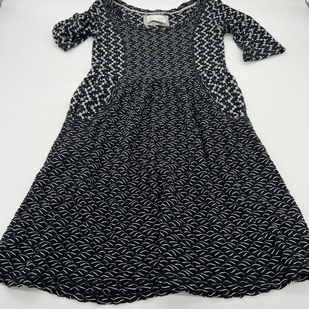 Saturday Sunday Fit-and-Flare Dress Size XS Black White Textured Fabric Pocket